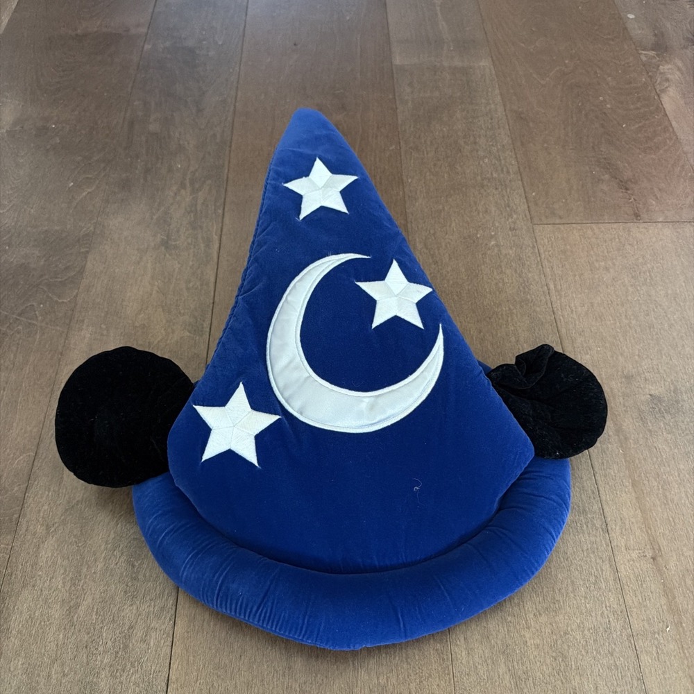 Disney Parks Mickey Mouse Blue Fantasia Sorcerer's Wizard 15" Hat with Ears